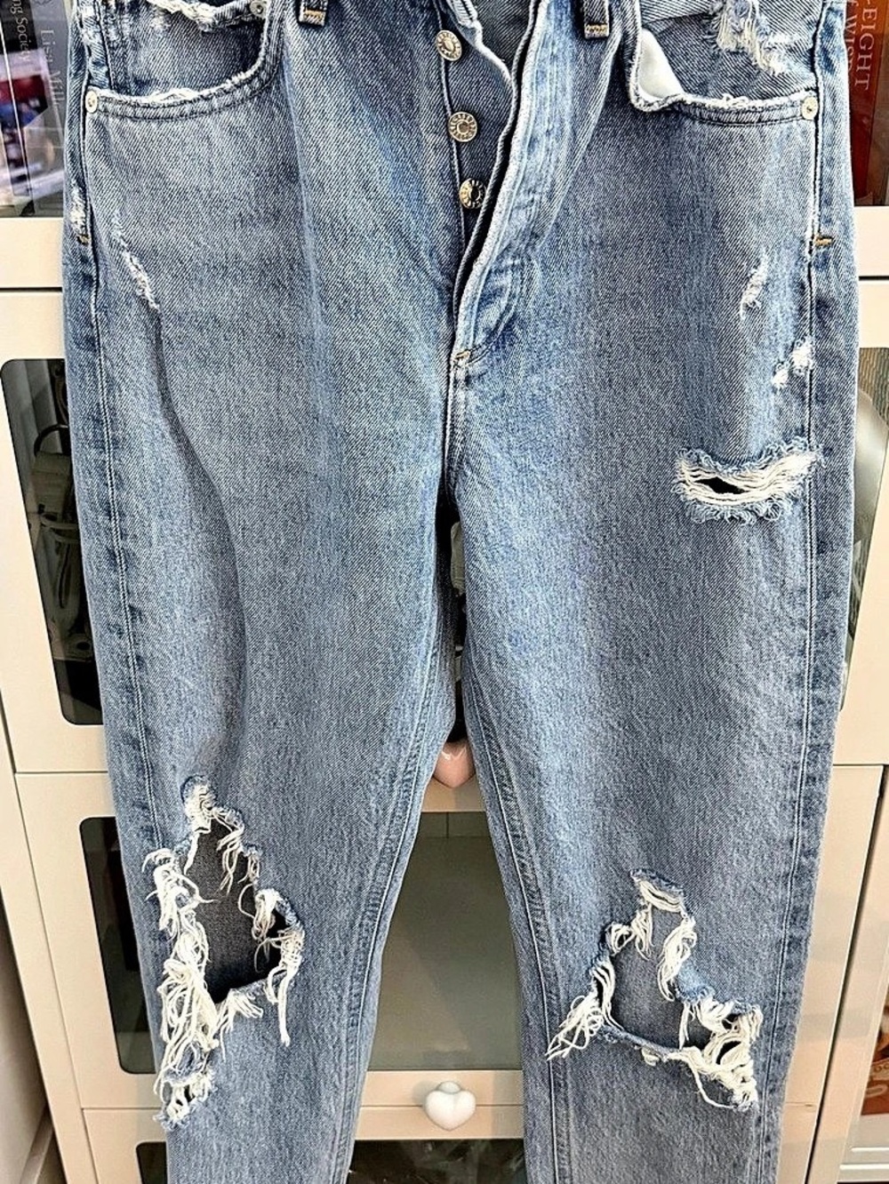 AGOLDE High Rise Boyfriend Jeans Blue Waist 24